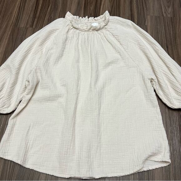 Anthro Sundays Alex Gauze Top 2 Women Cottagecore Coastal Grandmacore Natural - Picture 2 of 9